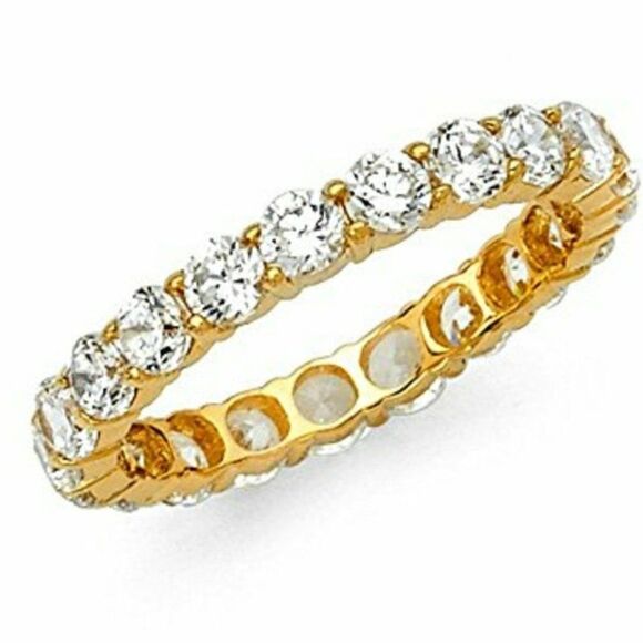 14k Solid Yellow Gold Eternity Band - Picture 1 of 11